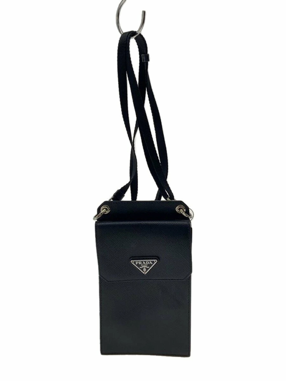 Prada phone holder signature Saffiano leather Black
